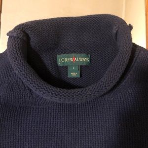 J. Crew rollneck sweater, funnel neck, navy